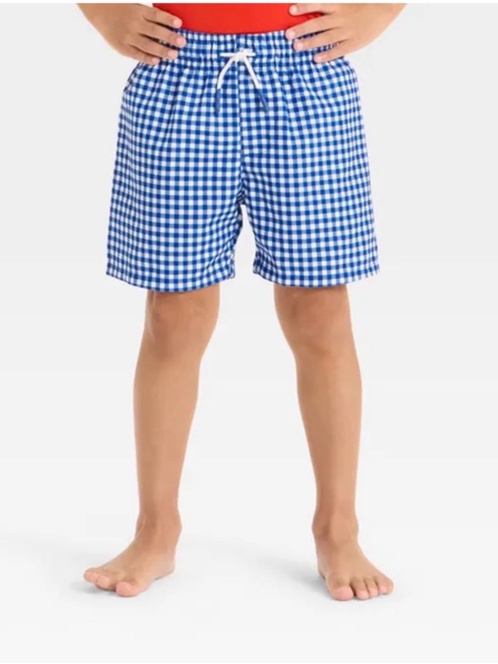 Cat & Jack Blue Baby Boys' Gingham Swim Trunk Shorts 6-9M NEW